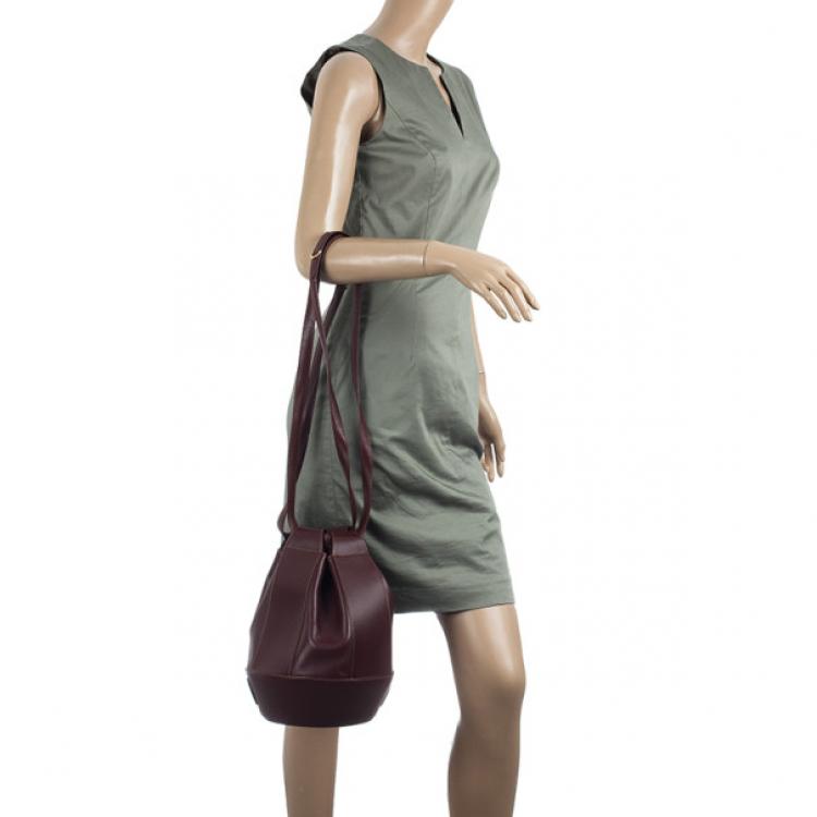 Pre Owned Cartier Burgundy Leather Bucket Bag