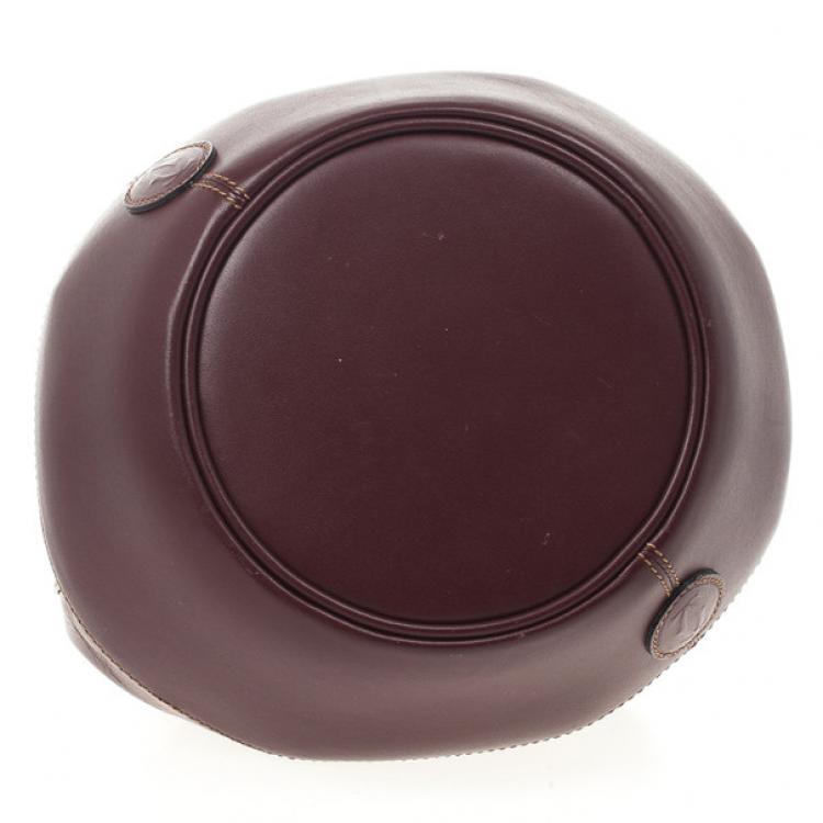 Pre Owned Cartier Burgundy Leather Bucket Bag
