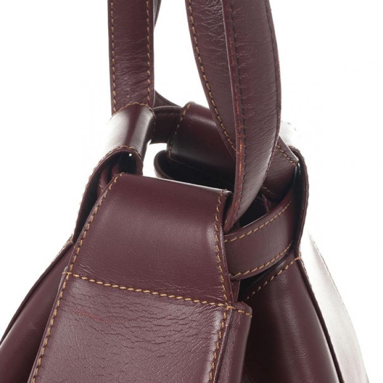 Pre Owned Cartier Burgundy Leather Bucket Bag