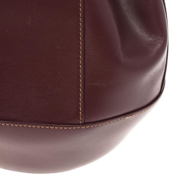 Pre Owned Cartier Burgundy Leather Bucket Bag