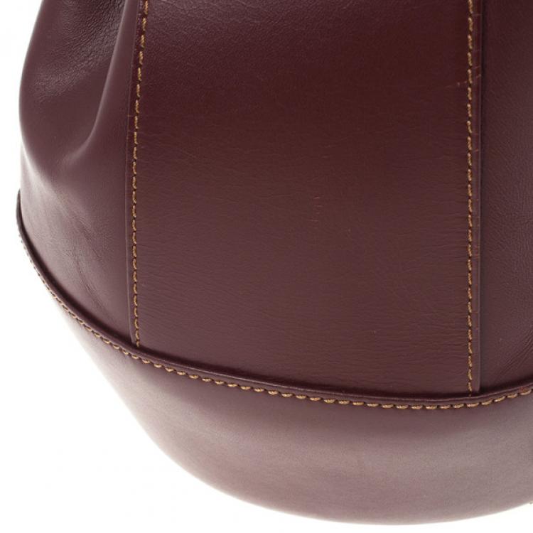 Pre Owned Cartier Burgundy Leather Bucket Bag