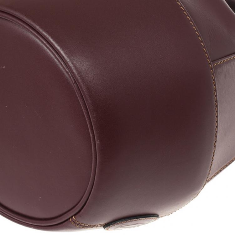 Pre Owned Cartier Burgundy Leather Bucket Bag