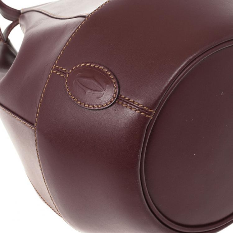 Pre Owned Cartier Burgundy Leather Bucket Bag