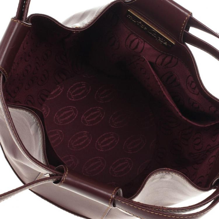 Pre Owned Cartier Burgundy Leather Bucket Bag