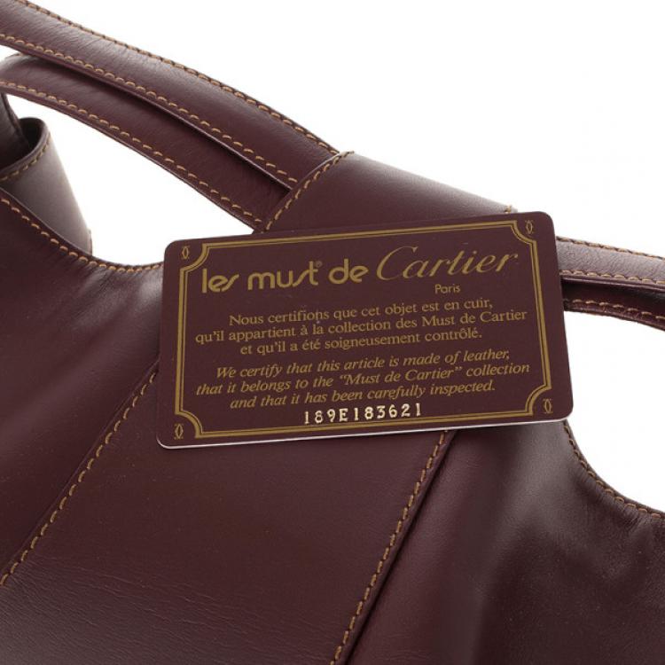 Pre Owned Cartier Burgundy Leather Bucket Bag