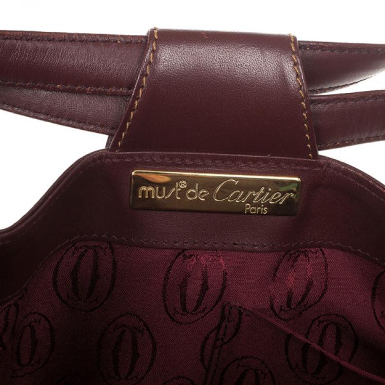 Pre Owned Cartier Burgundy Leather Bucket Bag