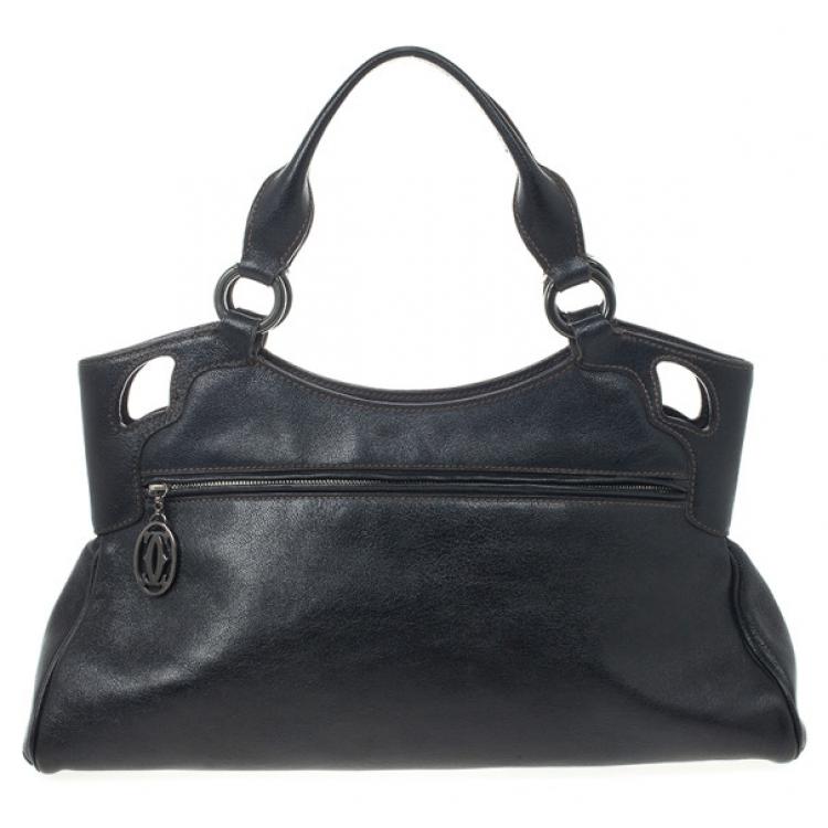 Pre Owned Cartier Black Leather Small Marcello de Cartier Bag