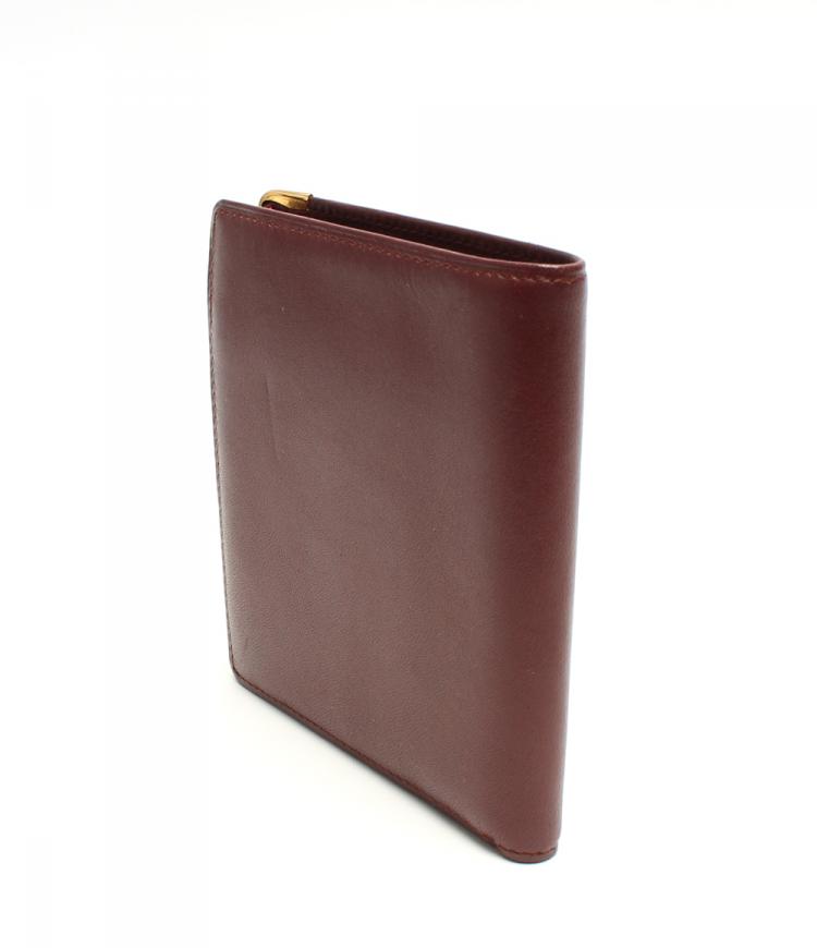 Pre Owned Cartier Red Leather Must de Cartier Card Holder Wallet 