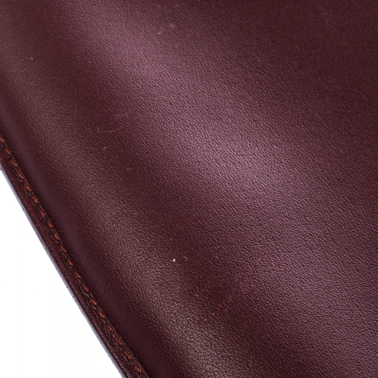 Pre Owned Cartier Burgundy Leather Toiletry Pouch
