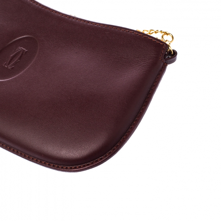 Pre Owned Cartier Burgundy Leather Toiletry Pouch