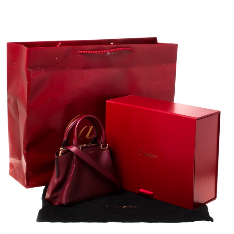 مملوكة مسبقًا Cartier Burgundy Taurillon Leather Mini C de Cartier Satchel             