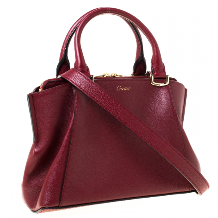 مملوكة مسبقًا Cartier Burgundy Taurillon Leather Mini C de Cartier Satchel             