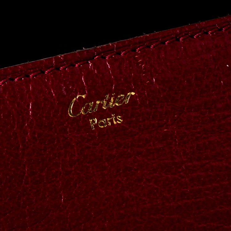 Pre Owned Cartier Burgundy Leather Envelope Shoulder Bag