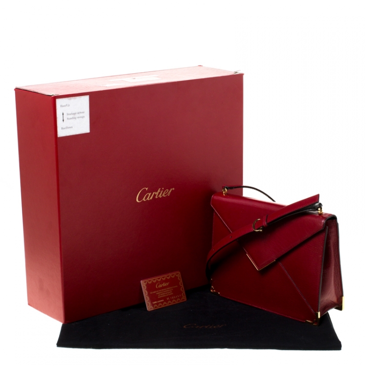 Pre Owned Cartier Burgundy Leather Envelope Shoulder Bag