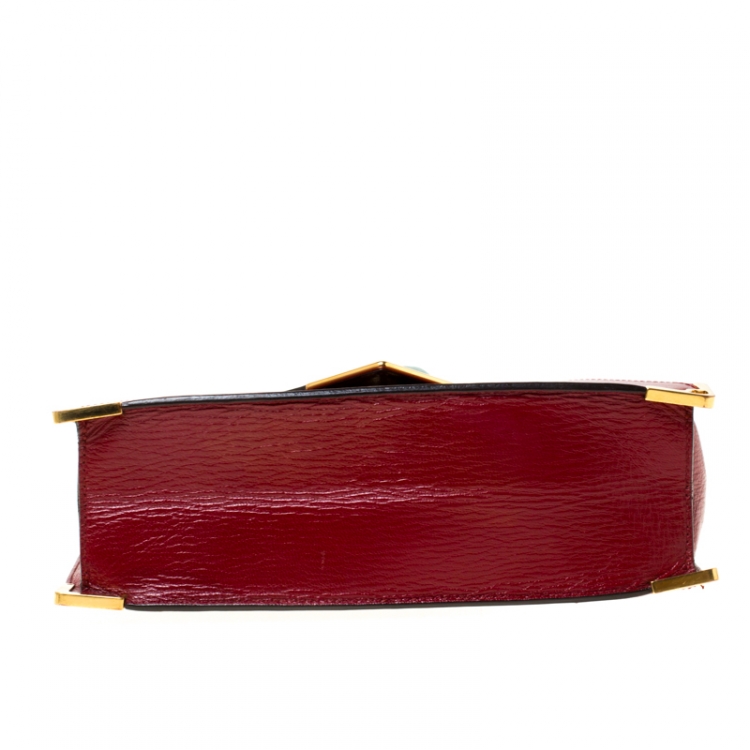 Pre Owned Cartier Burgundy Leather Envelope Shoulder Bag