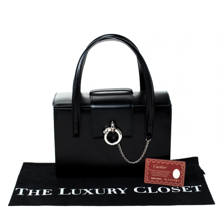 Pre Owned Cartier Black Leather Panthere Box Satchel