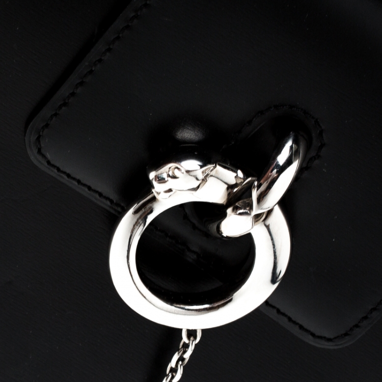 Pre Owned Cartier Black Leather Panthere Box Satchel