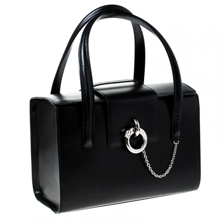 Pre Owned Cartier Black Leather Panthere Box Satchel
