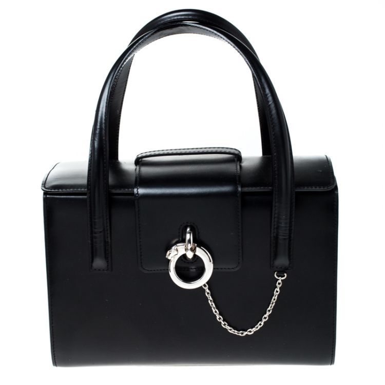 Pre Owned Cartier Black Leather Panthere Box Satchel