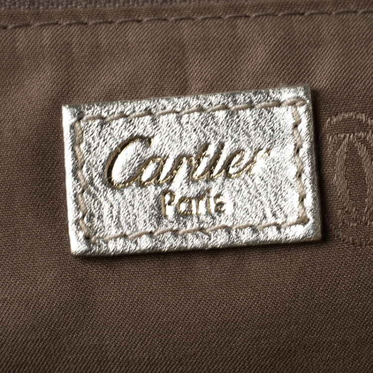Pre Owned Cartier Gold Metallic Leather Large Marcello de Cartier Bag