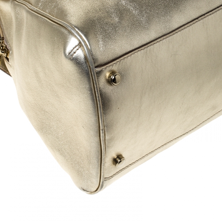 Pre Owned Cartier Gold Metallic Leather Large Marcello de Cartier Bag