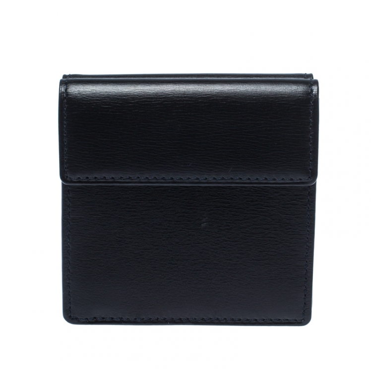 Pre Owned Cartier Black Sapphire Embellished Leather Coin Wallet