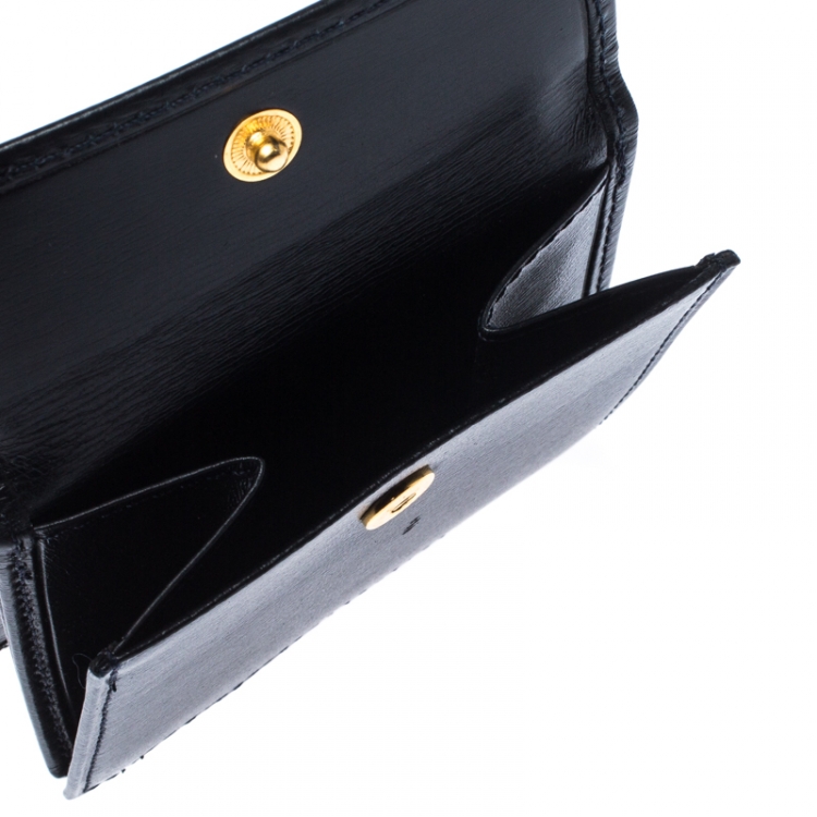 Pre Owned Cartier Black Sapphire Embellished Leather Coin Wallet
