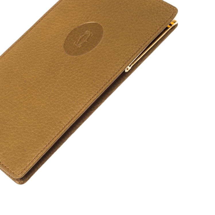 Pre Owned Cartier Beige Leather Vintage Lock Long Wallet