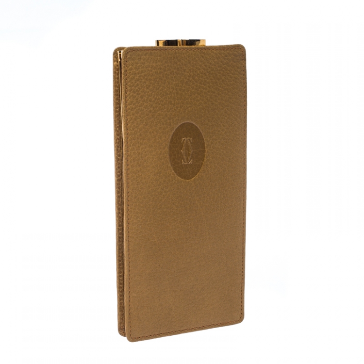 Pre Owned Cartier Beige Leather Vintage Lock Long Wallet