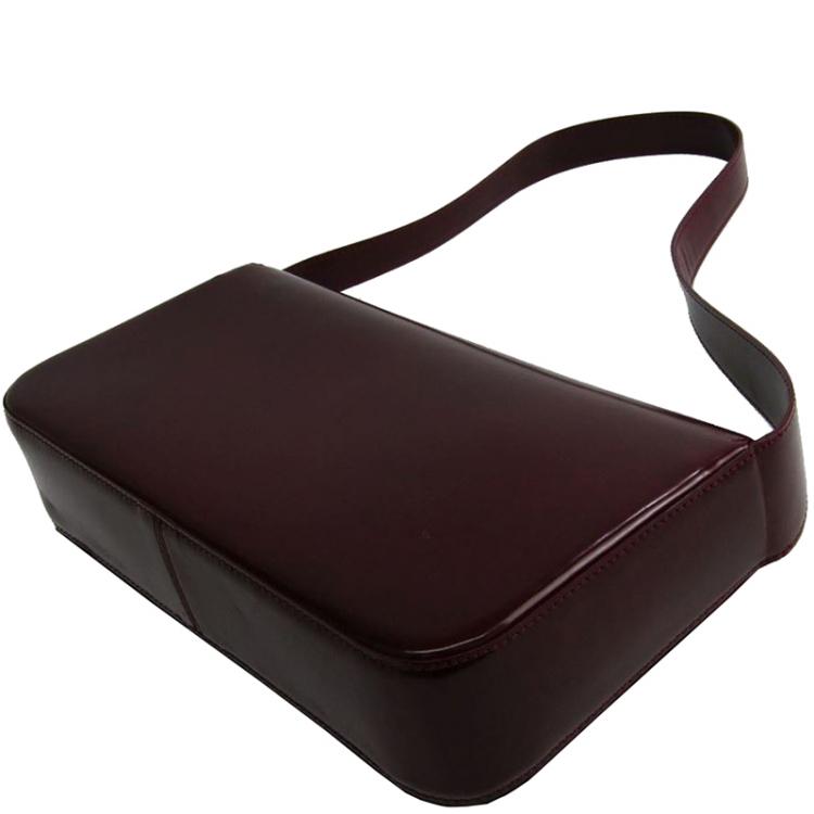Pre Owned Cartier Bordeaux Leather Shoulder Bag