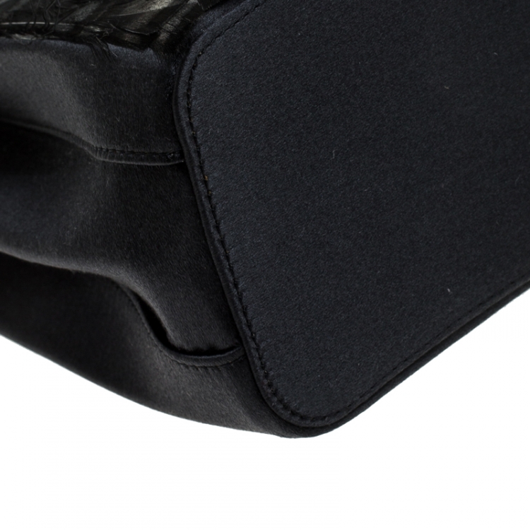 مملوكة مسبقًا Cartier Black Satin and Feather Small Trinity Cage Bag
