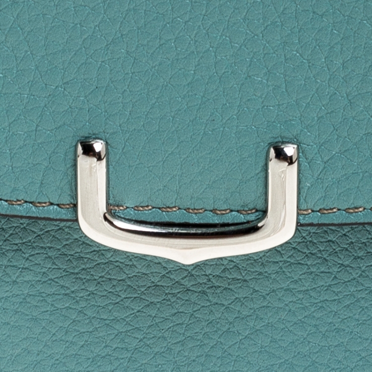 Pre Owned Cartier Sky Blue Leather C de Cartier Compact Wallet 