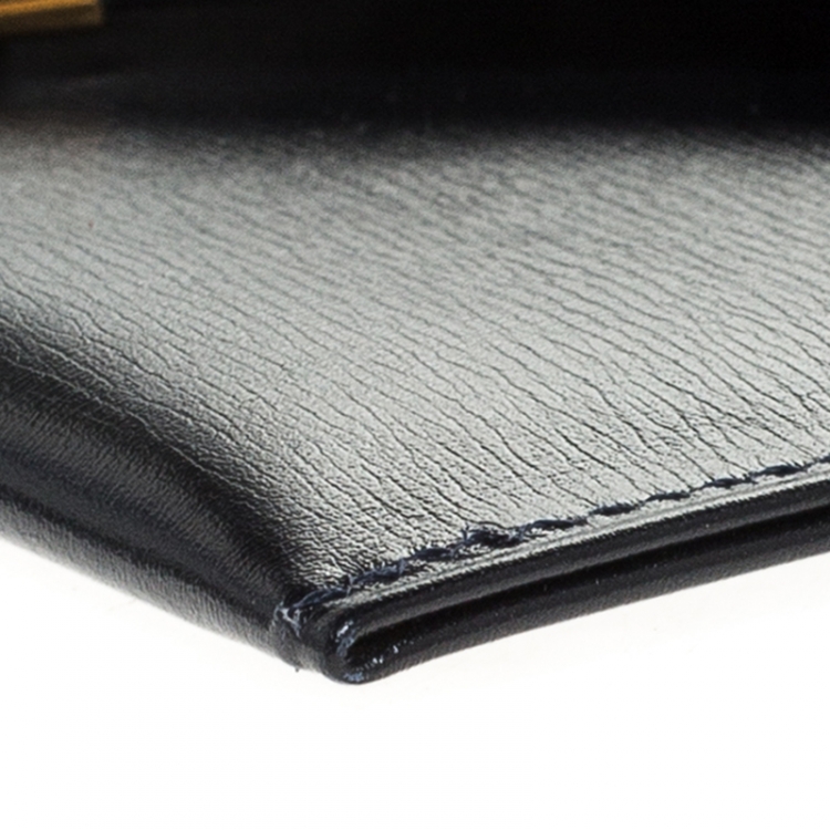 Pre Owned Cartier Black Leather Sapphire Line Flap Wallet