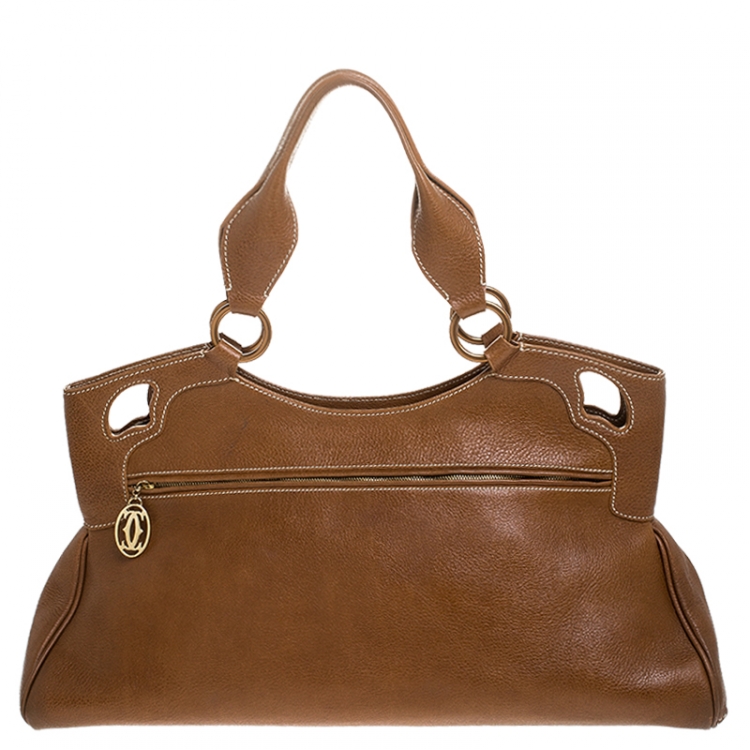 Pre Owned Cartier Tan Leather Medium Marcello de Cartier Bag