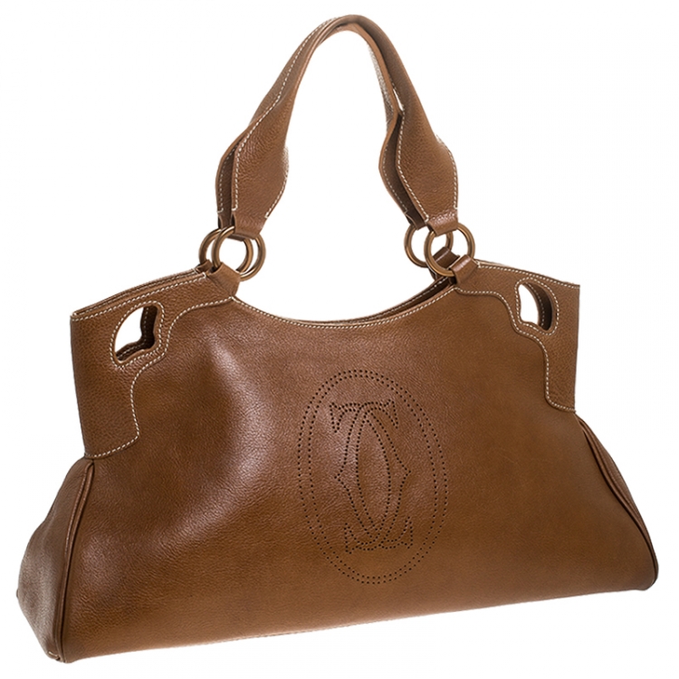 Pre Owned Cartier Tan Leather Medium Marcello de Cartier Bag