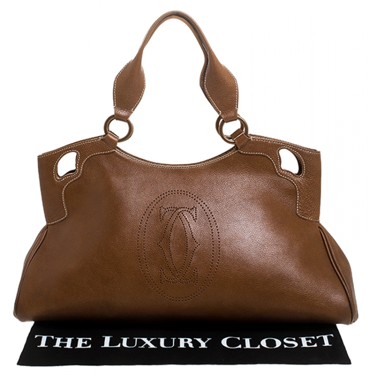 Pre Owned Cartier Tan Leather Medium Marcello de Cartier Bag
