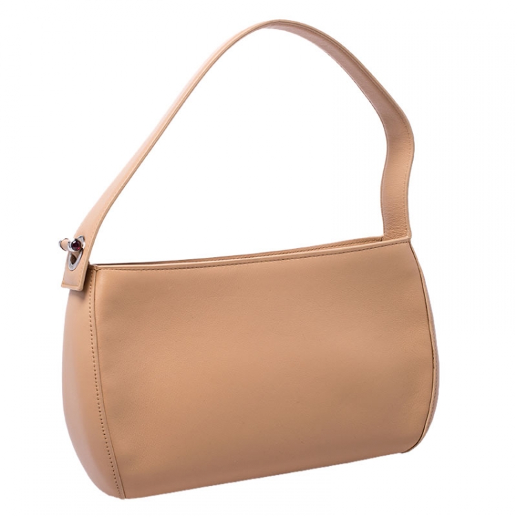 Pre Owned Cartier Beige Leather Shoulder Bag