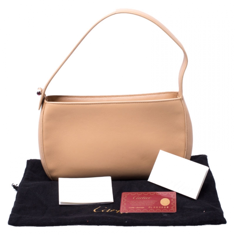 Pre Owned Cartier Beige Leather Shoulder Bag