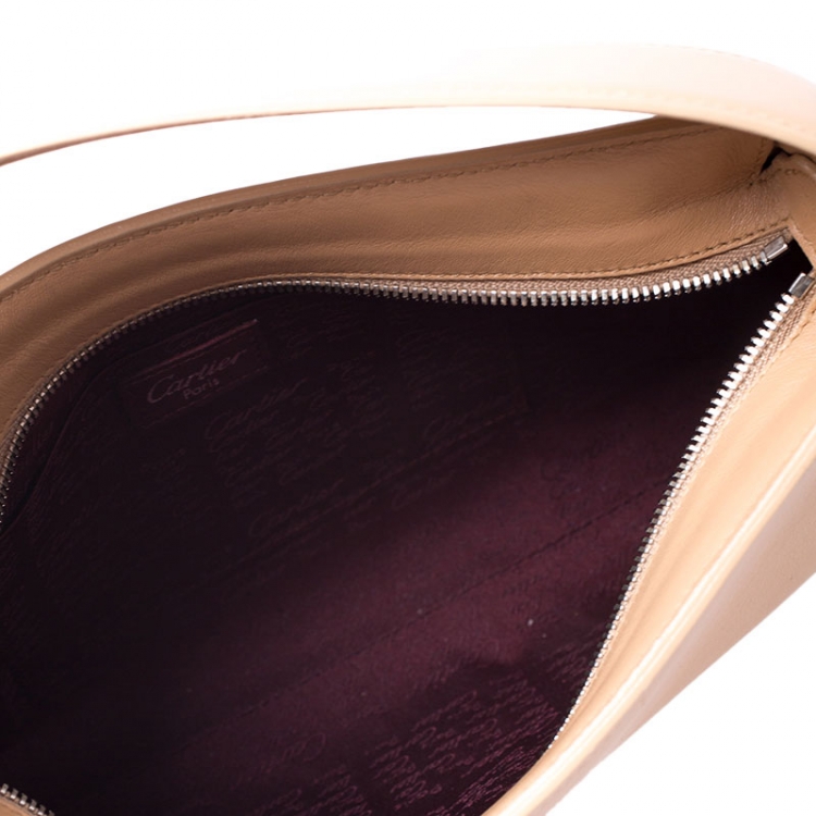 Pre Owned Cartier Beige Leather Shoulder Bag