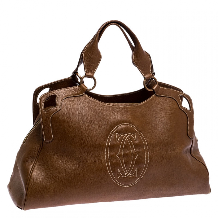 مملوكة مسبقًا Cartier Brown Leather Large Marcello de Cartier Bag