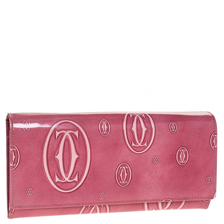 مملوكة مسبقًا Cartier Pink Patent Leather Happy Birthday Long Flap Wallet