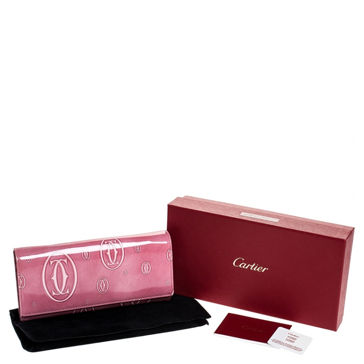 مملوكة مسبقًا Cartier Pink Patent Leather Happy Birthday Long Flap Wallet