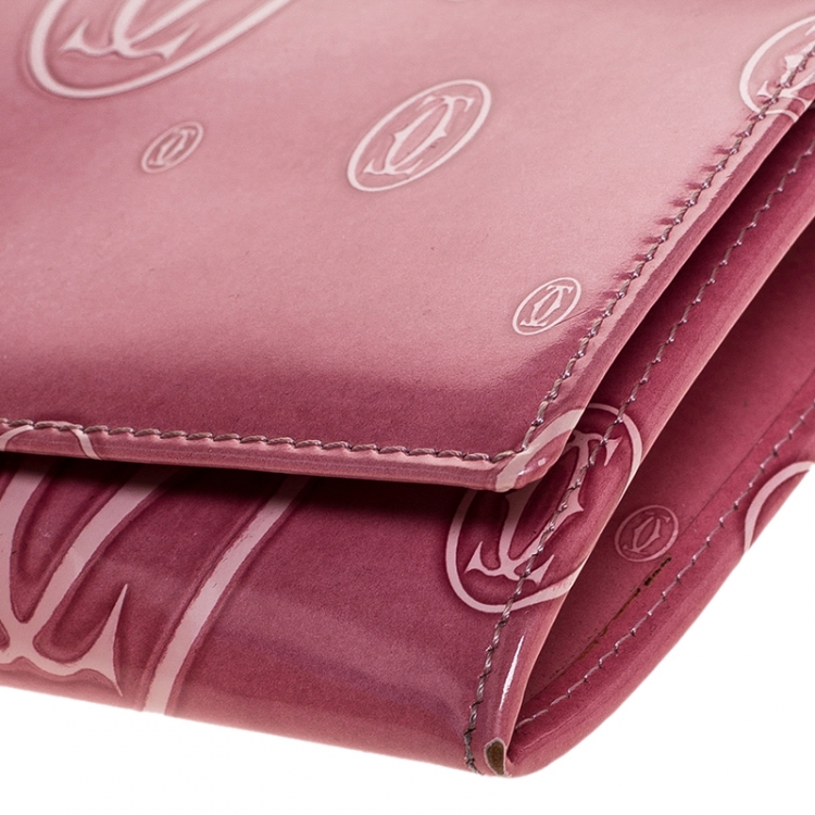 مملوكة مسبقًا Cartier Pink Patent Leather Happy Birthday Long Flap Wallet