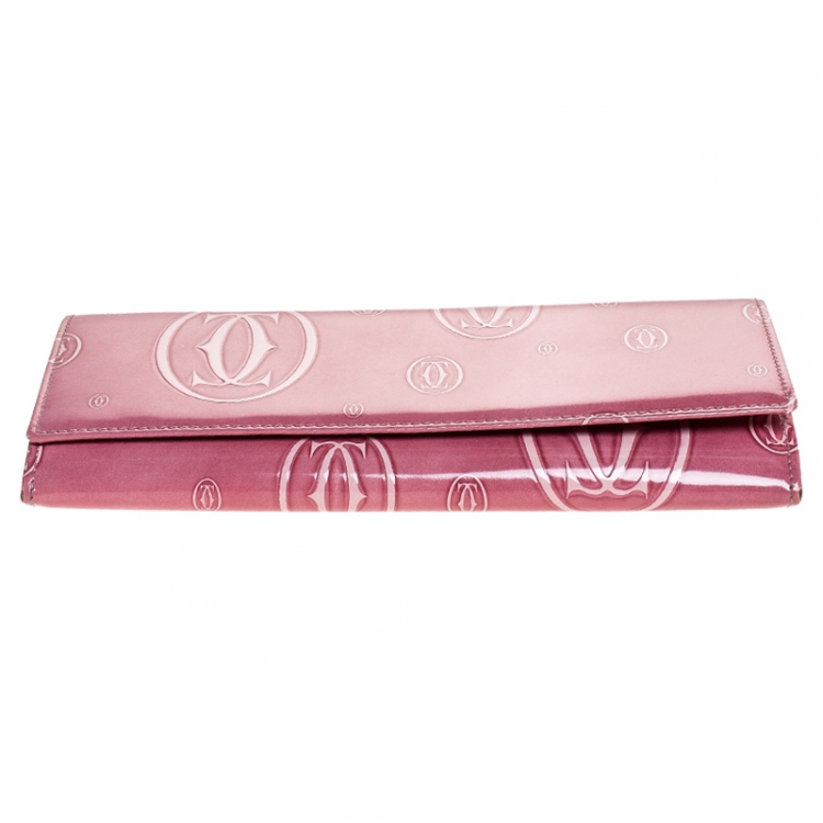 مملوكة مسبقًا Cartier Pink Patent Leather Happy Birthday Long Flap Wallet