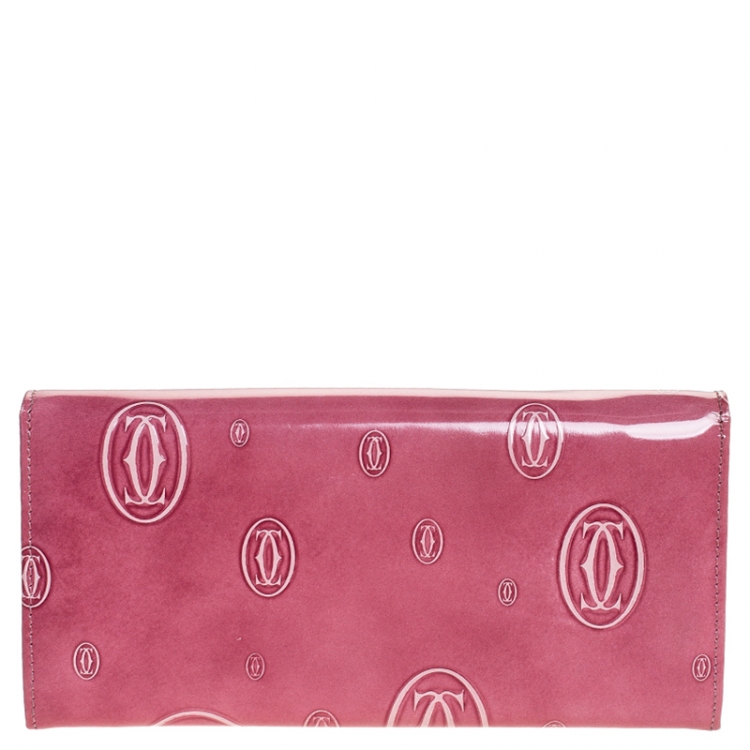 مملوكة مسبقًا Cartier Pink Patent Leather Happy Birthday Long Flap Wallet