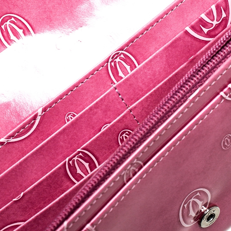 مملوكة مسبقًا Cartier Pink Patent Leather Happy Birthday Long Flap Wallet