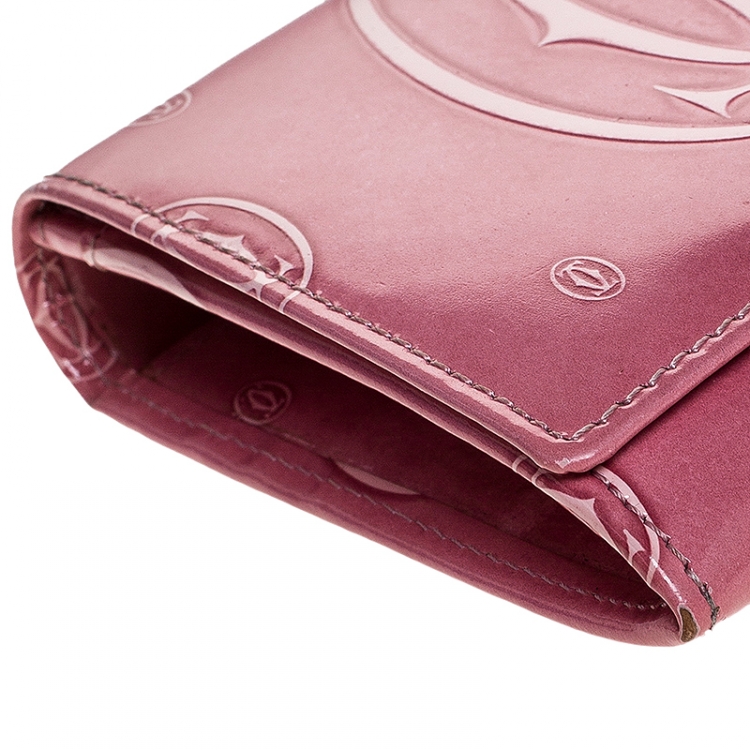 مملوكة مسبقًا Cartier Pink Patent Leather Happy Birthday Long Flap Wallet