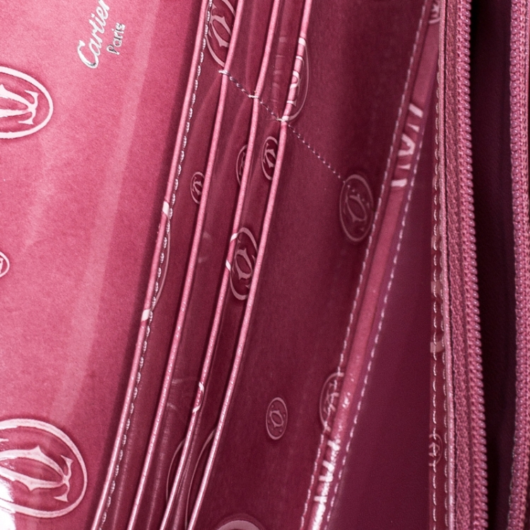 مملوكة مسبقًا Cartier Pink Patent Leather Happy Birthday Long Flap Wallet
