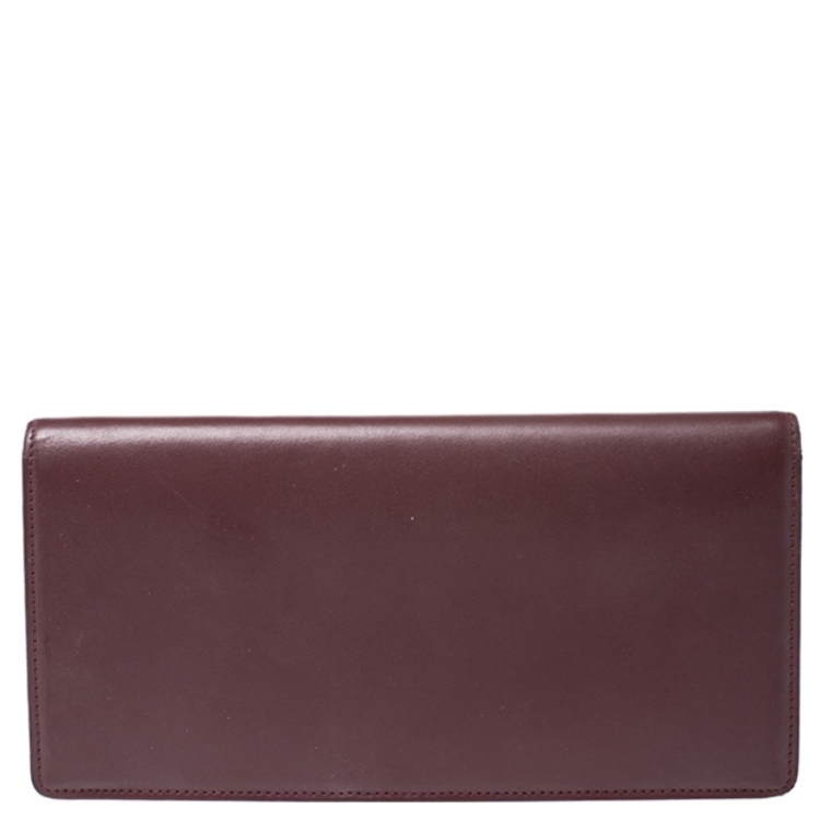 Pre Owned Cartier Maroon Leather Must De Cartier Wallet