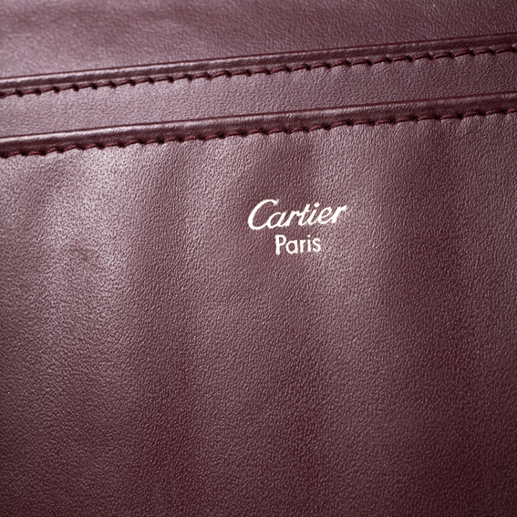 Pre Owned Cartier Maroon Leather Must De Cartier Wallet